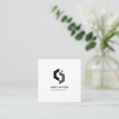 Carte de visite Carré moderne noir et blanc (Debout devant)