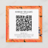Carte De Visite Carré Moderne Orange QR Code Motif de peinture en terre (Dos)
