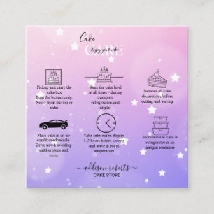 Carte De Visite Carré Moderne Pink Girl Gradient Cake Care Carré Busine