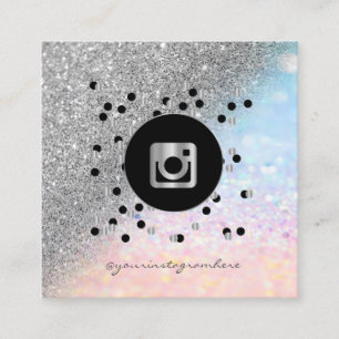 Carte De Visite Carré Moderne points d'argent pailleté ombré bokeh Insta