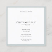 Carte De Visite Carré Moderne professionnel élégant Bleu Vert Simple Coo (Dos)