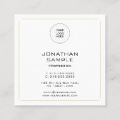 Carte De Visite Carré Moderne Professionnel Élégant Simple Modèle Or (Dos)