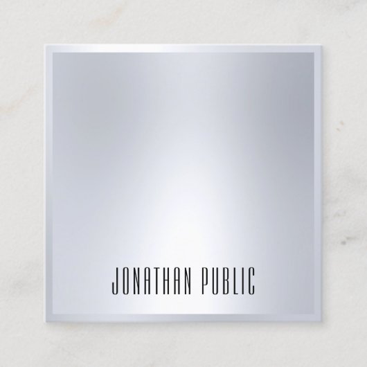 Carte De Visite Carré Moderne professionnel Faux Argent Élégant Modèle (Devant)