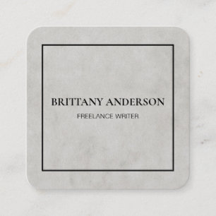 Carte De Visite Carré Moderne professionnel minimaliste manuscrit blanc