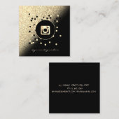 Carte De Visite Carré Moderne Professionnel, Paillettes Dorées Instagra (Devant / Derrière)