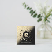 Carte De Visite Carré Moderne Professionnel, Paillettes Dorées Instagra (Debout devant)
