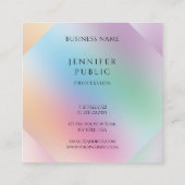 Carte De Visite Carré Moderne Professionnel Vert Bleu Violet Rose Jaune (Dos)
