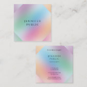 Carte De Visite Carré Moderne Professionnel Vert Bleu Violet Rose Jaune (Devant / Derrière)