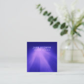 Carte De Visite Carré Moderne propre Design élégant rose clair sur bleu (Debout devant)