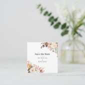 Carte De Visite Carré Moderne QR Code Floral Enregistrer la date Annonce (Debout devant)