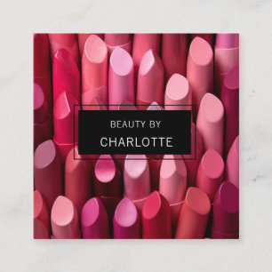 Carte De Visite Carré Moderne, salon, maquillage, beauté, rouge à lèvres