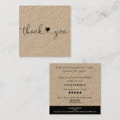 Carte De Visite Carré moderne script coeur merci pour votre commande (Devant / Derrière)