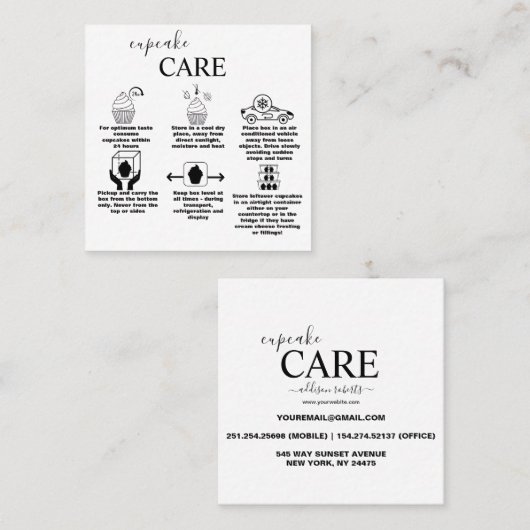 Carte De Visite Carré Moderne Simple Black and White Business (Devant / Derrière)