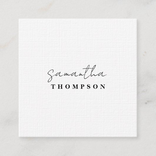 Carte De Visite Carré Moderne Simple Classique Blanc (Devant)