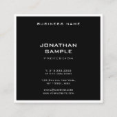 Carte De Visite Carré Moderne simple élégant noir blanc Modèle mat (Dos)