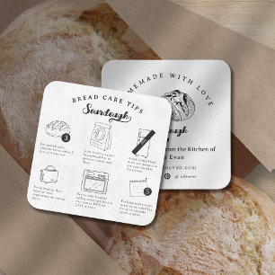 Carte De Visite Carré Moderne Simple Fait Maison Sourdough Soins du Pain