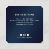 Carte De Visite Carré Moderne Simple Marine Blue Monogramme Professionne (Dos)