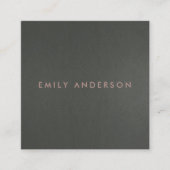 CARTE DE VISITE CARRÉ MODERNE SIMPLE MINIMAL FAUX ARGENT FONCÉ NOIR (Devant)