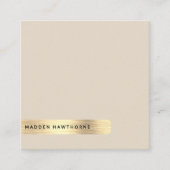 Carte De Visite Carré Moderne Simple Minimal Faux Or Brossé Métal (Devant)