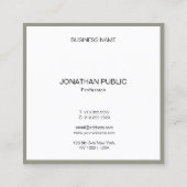 Carte De Visite Carré Moderne simple Modèle élégant professionnel luxe (Dos)