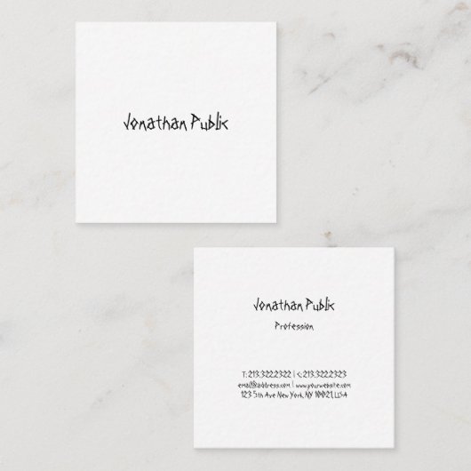 Carte De Visite Carré Moderne Simple Modèle Script à main professionnel (Devant / Derrière)