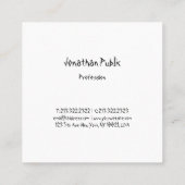 Carte De Visite Carré Moderne Simple Modèle Script à main professionnel (Dos)