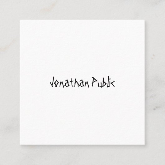 Carte De Visite Carré Moderne Simple Modèle Script à main professionnel (Devant)