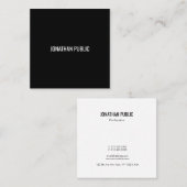 Carte De Visite Carré Moderne Simple Noir Blanc Modèle Design élégant (Devant / Derrière)