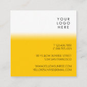 Carte De Visite Carré Moderne Simple Unique Votre Logo Bright Jaune Blan (Dos)