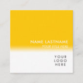 Carte De Visite Carré Moderne Simple Unique Votre Logo Bright Jaune Blan (Devant)