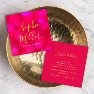 Carte De Visite Carré Moderne tendance calligraphie rose Bokeh lumières