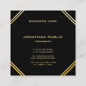 Carte De Visite Carré Moderne tendance Or Monogrammé Élégant Modèle (Dos)