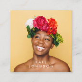 Carte De Visite Carré Moderne tendance stylish Full Photo Code QR (Devant)