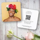 Carte De Visite Carré Moderne tendance stylish Full Photo Code QR