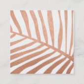 Carte De Visite Carré MODERNE TROPICAL PALM LEAF logo tendance or rose (Dos)