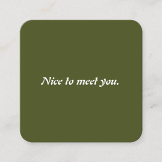 Carte De Visite Carré Moderne Unique Olive Typographie Verte Coach Vie