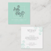 Carte De Visite Carré Moderne vert menthe noir rose maquillage floral (Devant / Derrière)