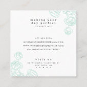 Carte De Visite Carré Moderne vert menthe noir rose maquillage floral (Dos)