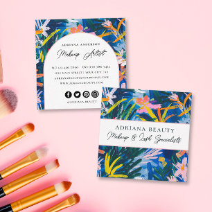 Carte De Visite Carré Moderne Vibrant Abstrait spécialiste de la beauté