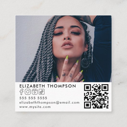 Carte De Visite Carré Modernisez votre logo QR Code tendance médias soci (Dos)