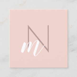 Carte De Visite Carré Moins moderne monogramme rose pâle