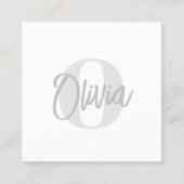 Carte De Visite Carré Monochrome moderne blanc tendance Script Monogramm (Devant)