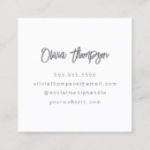 Carte De Visite Carré Monochrome moderne blanc tendance Script Monogramm (Dos)