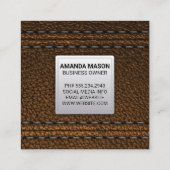 Carte De Visite Carré Monogram | Arrière-plan en cuir (Dos)
