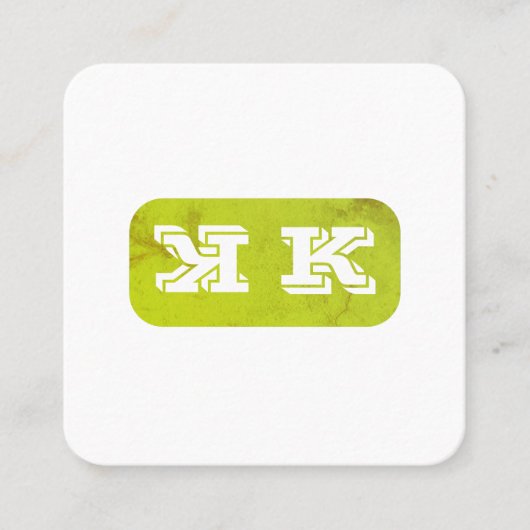 Carte De Visite Carré Monogram Flip (vert rustique) (Devant)