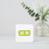 Carte De Visite Carré Monogram Flip (vert rustique) (Debout devant)