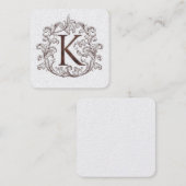 Carte De Visite Carré Monogram K Square Calling Card (Devant / Derrière)