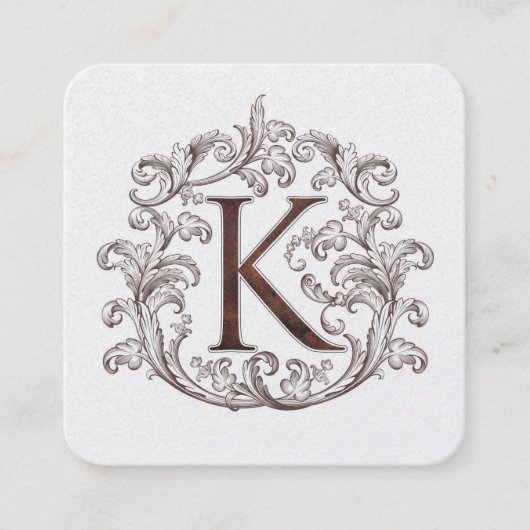 Carte De Visite Carré Monogram K Square Calling Card (Devant)