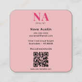 Carte De Visite Carré Monogram Luxe Tendance esthétique Hot Pink QR Code (Dos)