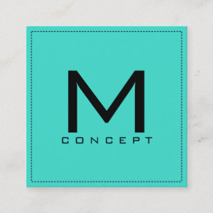 Carte De Visite Carré Monogram Professional Élégant Moderne Turquoise